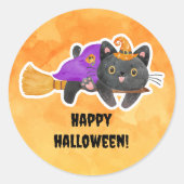 猫をテーマにしたハロウィーンステッカー ラウンドシール (正面)