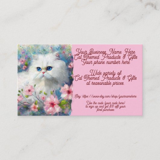 猫をテーマにした商品・ギフト子猫ショップ販売Etsy 名刺 (正面)