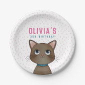 猫をテーマにした子供の誕生日パーティー ペーパープレート (正面)