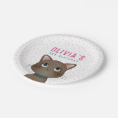 猫をテーマにした子供の誕生日パーティー ペーパープレート (アングル)