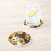 猫をテーマにした砂岩コースター コースター (側面)