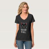 猫をテーマにした衣料品の代替ファッションEmo Aesthe Tシャツ (正面フル)
