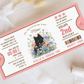 猫をテーマにした誕生日チケット招待状 | かわいい黒 招待状