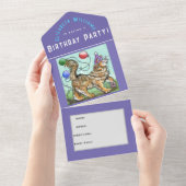 猫をテーマにした誕生日パーティー全て一つの招待状 オールインワン招待状 (貼ってはがせる)