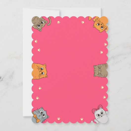 猫をテーマにした誕生日招待状 |ガールキャット編集可能 招待状 (裏面)