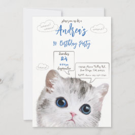 猫をテーマにした誕生日招待状- Kid's誕生日 招待状