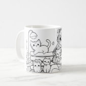 猫をベンチに置いたキャットレディ コーヒーマグカップ (正面左)