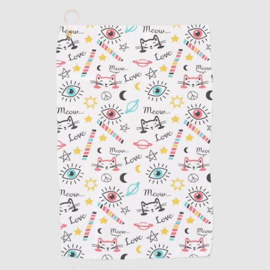 猫を串に刺して ゴルフタオル (正面)