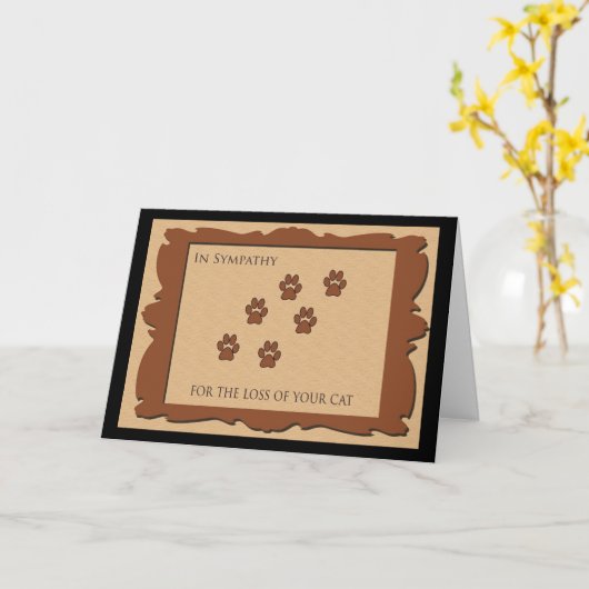 猫を亡くした人のお見舞い カード (黄色い花)