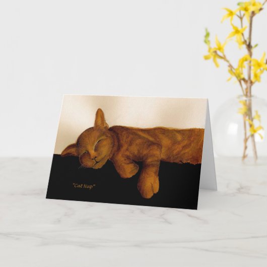 猫を亡くすための悔やみや弔慰 カード (黄色い花)