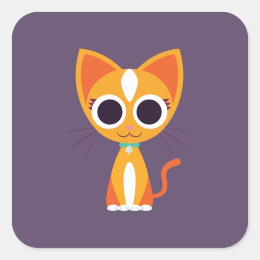 猫を仕留める スクエアシール (正面)