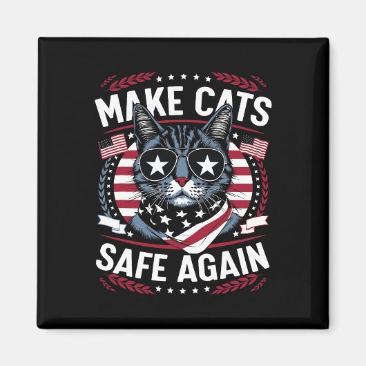 猫を再び安全に トランプ猫 トランプのための猫 マグネット (正面)