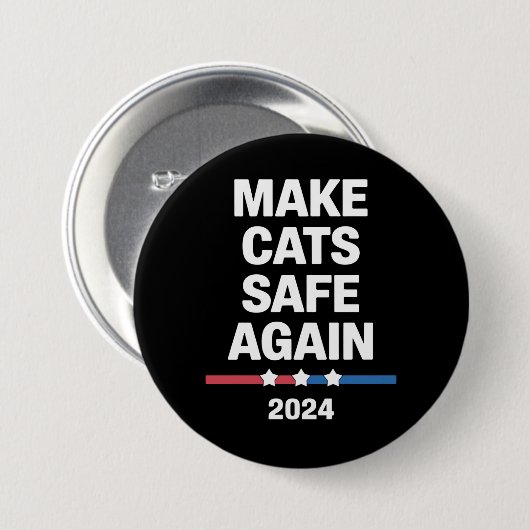 猫を再び安全に 楽しい 2024年大統領 缶バッジ (正面&裏面)