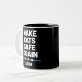 猫を再び安全に 楽しい 2024 大統領 ツートーンマグカップ (正面左)