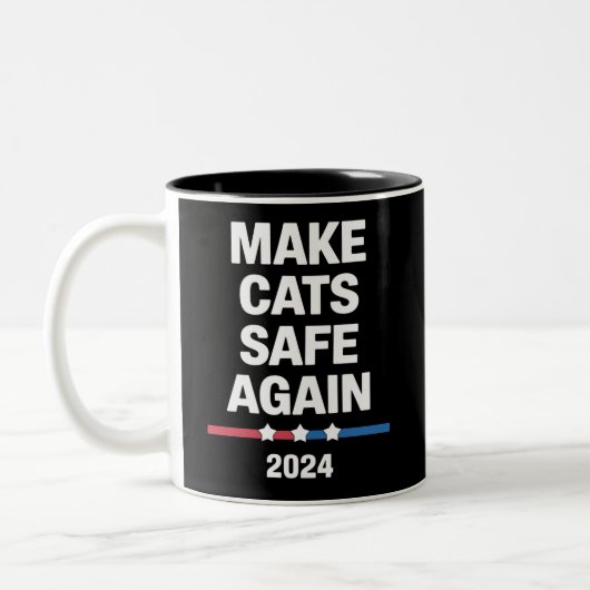 猫を再び安全に 楽しい 2024 大統領 ツートーンマグカップ (左)