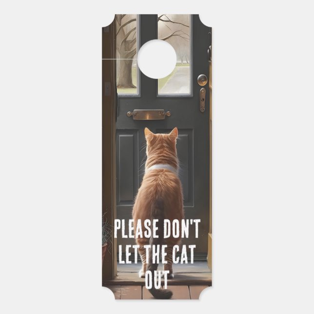 猫を外に出さないで ドアノブサイン (正面)