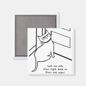 猫を外に出す-猫の贈おもしろいり物を猫好き マグネット (正面/裏面)