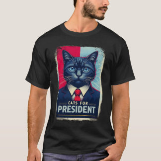 猫を大統領に | おもしろ政治パロディー 猫 ルー Tシャツ