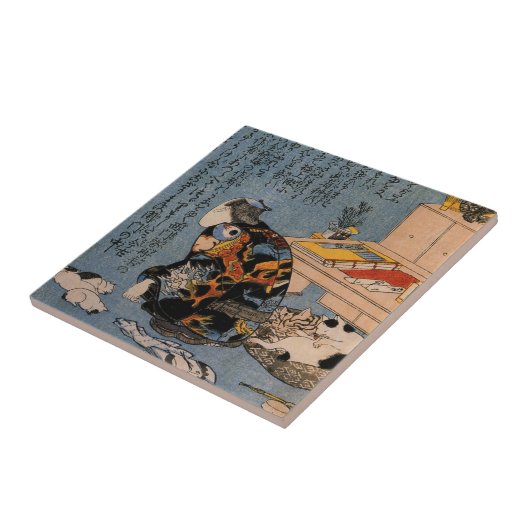 猫を好むUtagawa Kuniyoshi、ペインター タイル (側面)