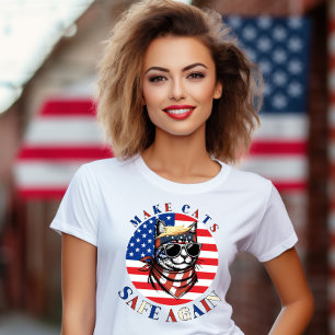猫を安全に育てる2024年の米国総選挙おもしろい Tシャツ