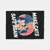 猫を安全に飼い救尽くす フリースブランケット (正面(横))