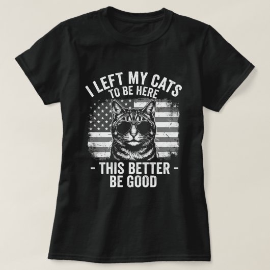 猫を家に置いてきた 笑猫好き Tシャツ (デザイン正面)