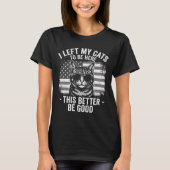 猫を家に置いてきた 笑猫好き Tシャツ (正面)
