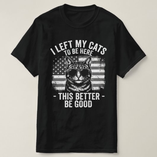 猫を家に置いてきた 笑 ネコ好きさん必見 Tシャツ (デザイン正面)