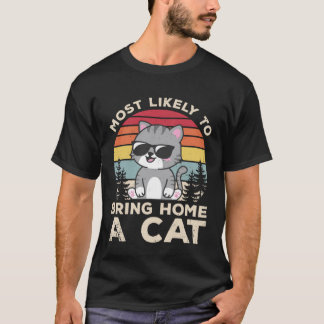 猫を家に連れて帰る ペット 動物 かわいい猫 飼い主 グラフィック Tシャツ