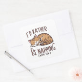 猫を寝かせて昼寝させたいな スクエアシール (封筒)