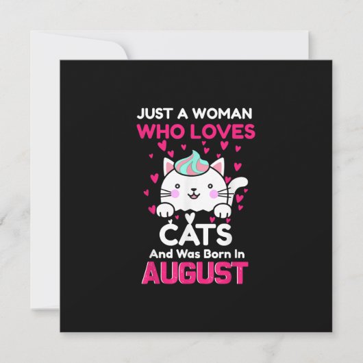 猫を愛し8月に生まれた女性 招待状 (正面)