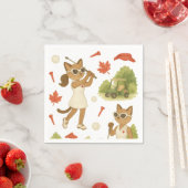 猫を愛するゴルファーをテーマにしたカナダデー スタンダードカクテルナプキン (インサイチュ)