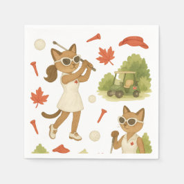 猫を愛するゴルファーをテーマにしたカナダデー スタンダードカクテルナプキン