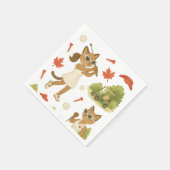 猫を愛するゴルファーをテーマにしたカナダデー スタンダードカクテルナプキン (角)