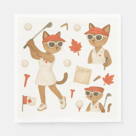 猫を愛するゴルファーをテーマにしたカナダデー スタンダードランチョンナプキン