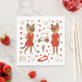 猫を愛するゴルファーをテーマにしたカナダデー スタンダードランチョンナプキン (インサイチュ)