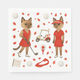 猫を愛するゴルファーをテーマにしたカナダデー スタンダードランチョンナプキン