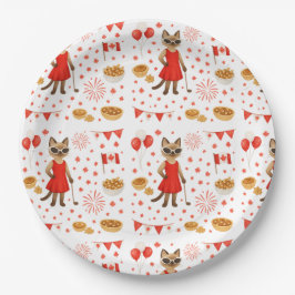 猫を愛するゴルファーをテーマにしたカナダデー ペーパープレート