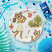 猫を愛するゴルファーをテーマにしたカナダデー ペーパープレート (パーティー)