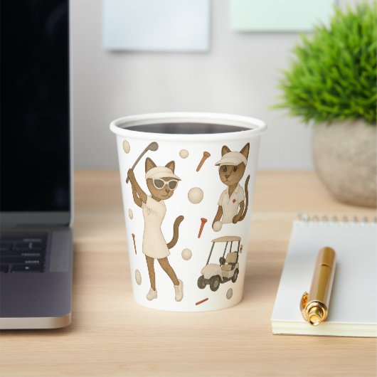 猫を愛するゴルファーをテーマにしたカナダデー 紙コップ (インサイチュ)