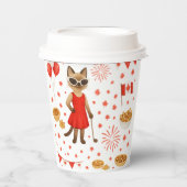 猫を愛するゴルファーをテーマにしたカナダデー 紙コップ (正面)