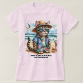 猫を愛する人のためのビーチライフを目指す Tシャツ