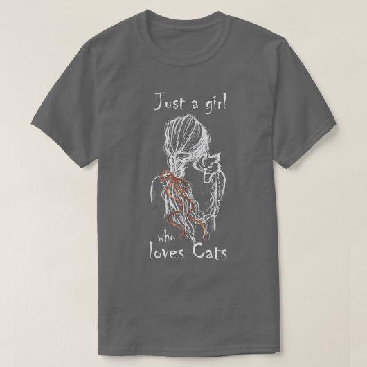 猫を愛する女の子1 Tシャツ (デザイン正面)