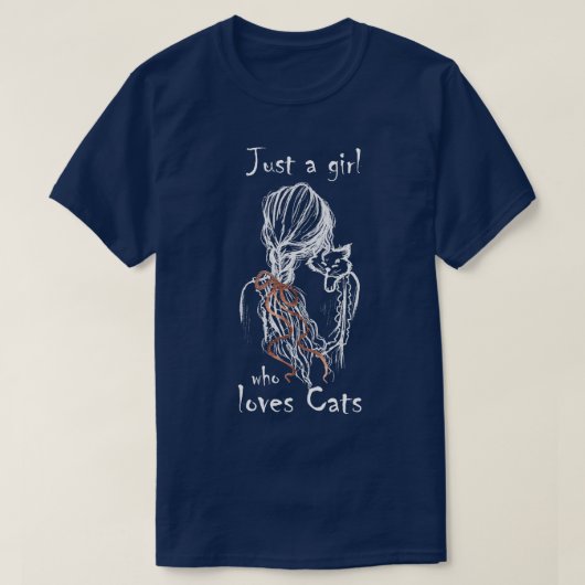 猫を愛する女の子1 Tシャツ (デザイン正面)