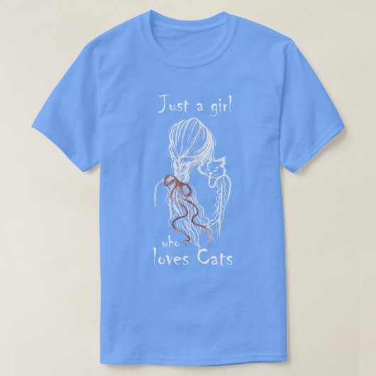 猫を愛する女の子3 Tシャツ (デザイン正面)