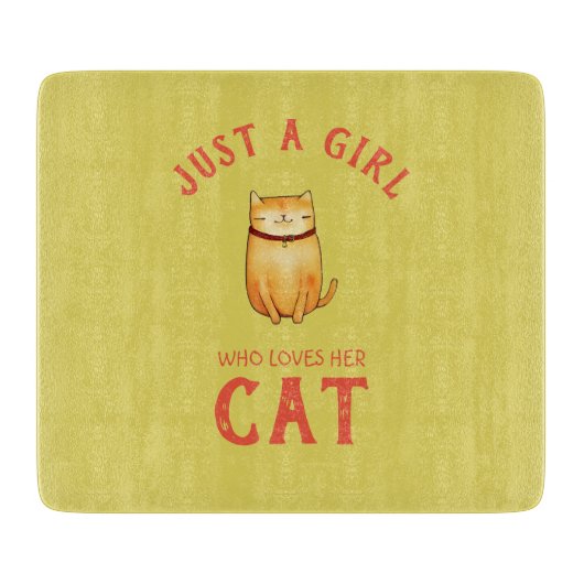 猫を愛する女の子 カッティングボード (正面)