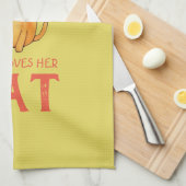 猫を愛する女の子 キッチンタオル (四つ折り)