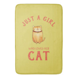 猫を愛する女の子 バスマット