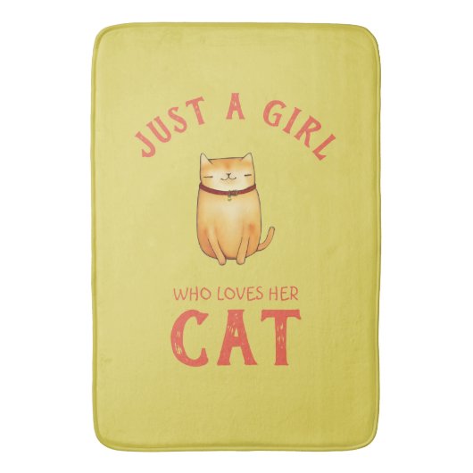 猫を愛する女の子 バスマット (正面縦)
