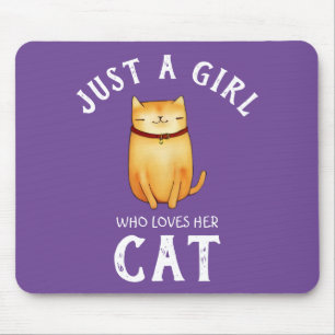 猫を愛する女の子 マウスパッド